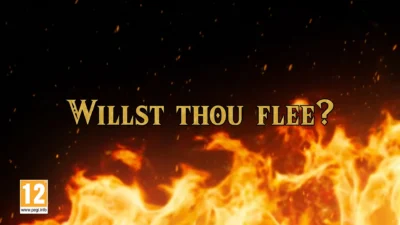 Nintendo UK’s new 30-second Ocarina of Time ad gets straight to the point: flames, gold lettering and a string of mock-medieval challenges. “Willst thou flee? Or fight?” appears over a montage of Link in battle, Zelda and Impa escaping, and Link playing the ocarina. The closing card calls the game “Reborn through time” and shows its November 5 release date.