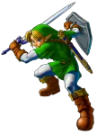 Official Artwork of Link ready to swing his sword from The Legend of Zelda: Ocarina of Time Official Artwork of Link ready to swing his sword from The Legend of Zelda: Ocarina of Time