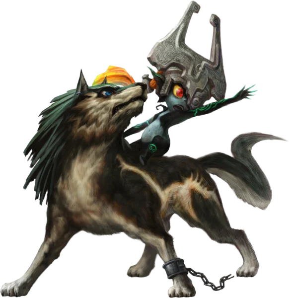 Official Artwork of Wolf Link and Midna from The Legend of Zelda: Twilight Princess Official Artwork of Wolf Link and Midna from The Legend of Zelda: Twilight Princess