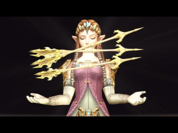 Screenshot of Princess Zelda and hovering arrows from The Legend of Zelda: Twilight Princess