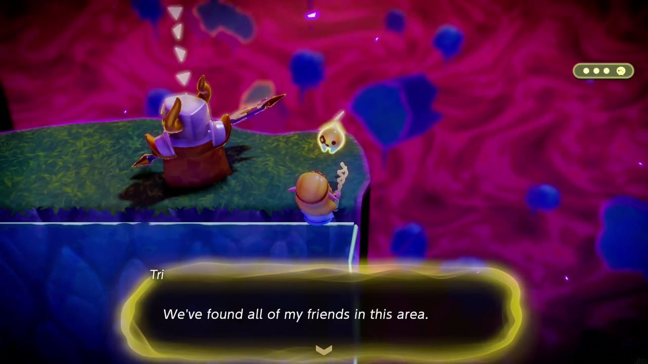Tri announces all of its friends in this area are found as Zelda stands by the last captive. Tri announces all of its friends in this area are found as Zelda stands by the last captive.
