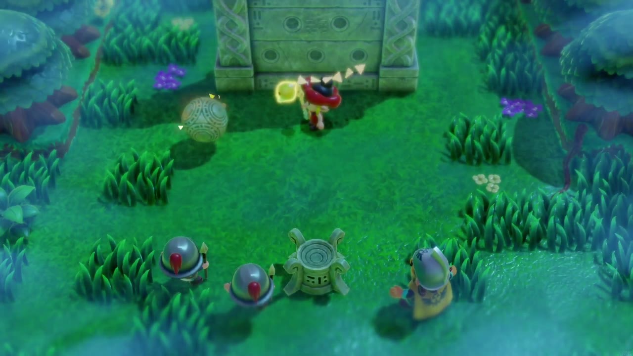 The Eternal Forest - The Legend of Zelda: Echoes of Wisdom Walkthrough 25 An Ancient Orb floats beside the monument as General Wright and his soldiers look on.
