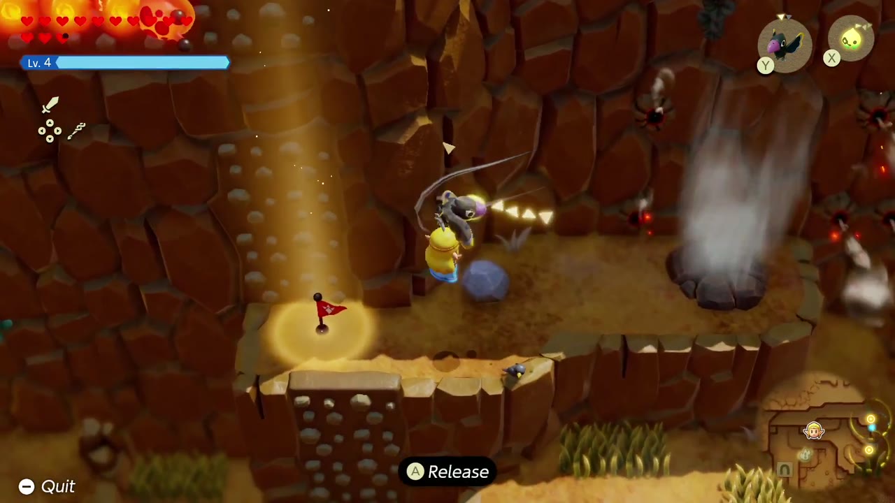 Zelda drifts down onto the flag at the end of the Death Road. Zelda drifts down onto the flag at the end of the Death Road.
