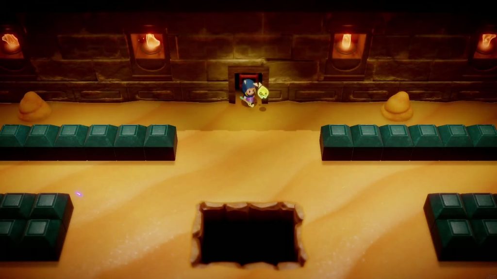 Gerudo Sanctum Dungeon - The Legend of Zelda: Echoes of Wisdom Walkthrough 107 Zelda re-enters the sand pit room on the way back toward the pot room and the locked door.