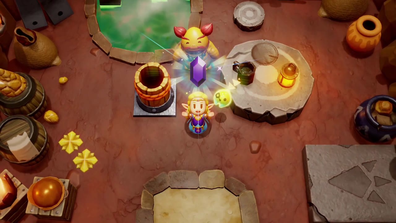 The Fireworks Artist - The Legend of Zelda: Echoes of Wisdom Walkthrough 26 Zelda holds up the 50 Rupees Basa gives her as thanks.
