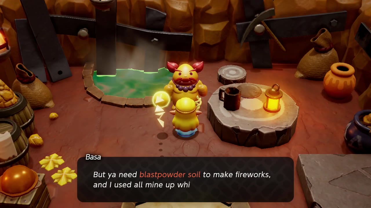The Fireworks Artist - The Legend of Zelda: Echoes of Wisdom Walkthrough 3 Basa tells Zelda she used up all her blastpowder soil while experimenting with fireworks.