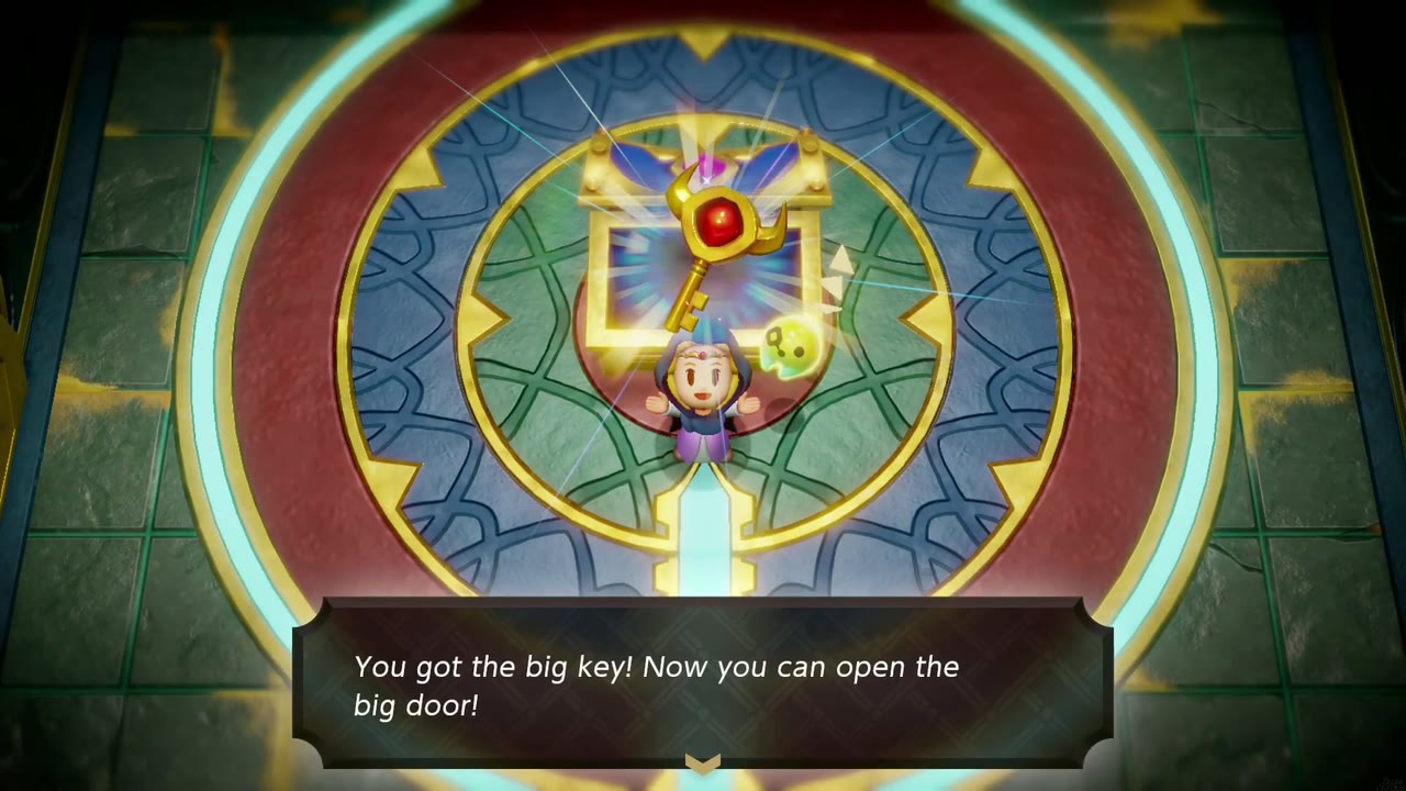 Gerudo Sanctum Dungeon - The Legend of Zelda: Echoes of Wisdom Walkthrough 132 Zelda holds up the Big Key: "You got the big key! Now you can open the big door!"