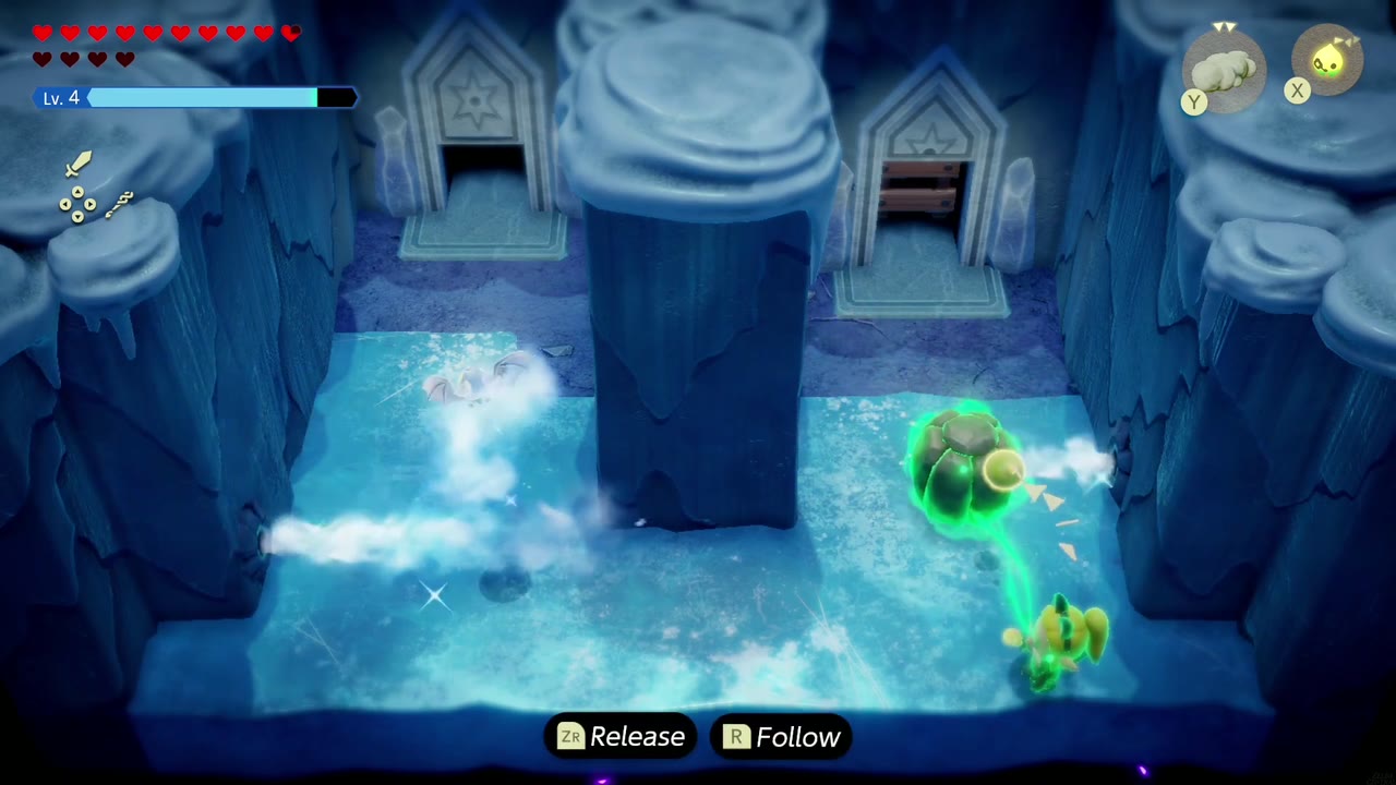 Lanayru Temple Dungeon - The Legend of Zelda: Echoes of Wisdom Walkthrough 12 Zelda Binds a boulder into the path of an icy gust in the two-door wind room.