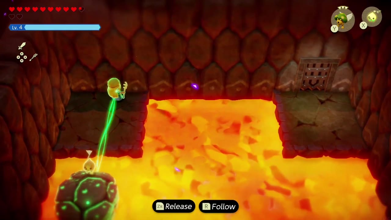 Eldin Temple Dungeon - The Legend of Zelda: Echoes of Wisdom Walkthrough 18 Zelda binds a boulder out of the high lava from the upper-left ledge of the Eldin Temple room.