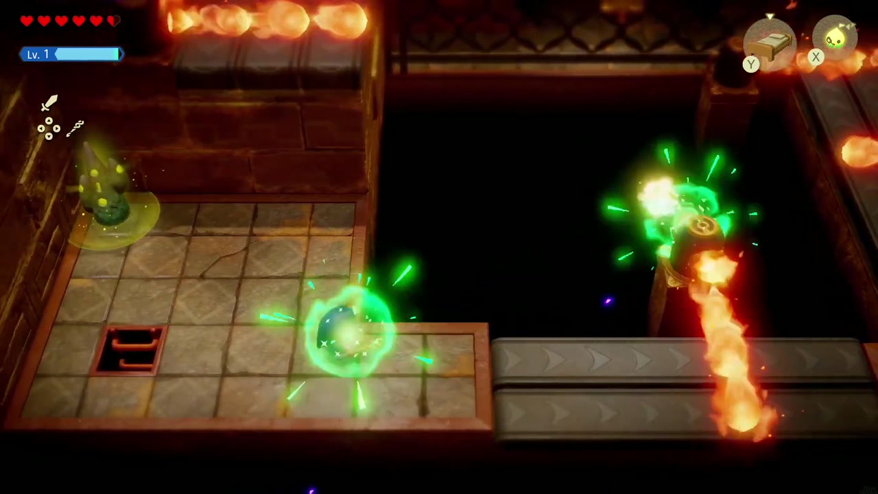 Gerudo Sanctum Dungeon - The Legend of Zelda: Echoes of Wisdom Walkthrough 101 Zelda Binds the flame-spitting device from solid ground to turn its fire away from the belt.
