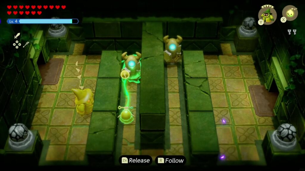 Faron Temple Dungeon - The Legend of Zelda: Echoes of Wisdom Walkthrough 24 Zelda drags one of the living stone statues with Tri's Bind in the long statue hall.