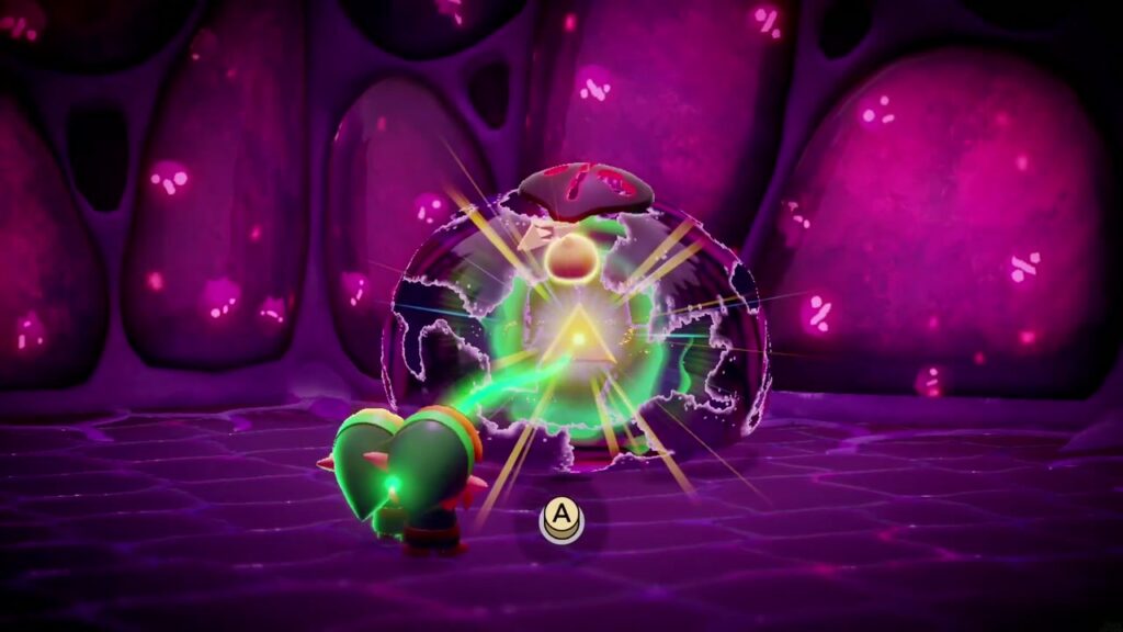 Null's Body: Final Dungeon - The Legend of Zelda: Echoes of Wisdom Walkthrough 57 Zelda Binds the Prime Energy inside Null's broken body with the A-button prompt on screen to pull it free.