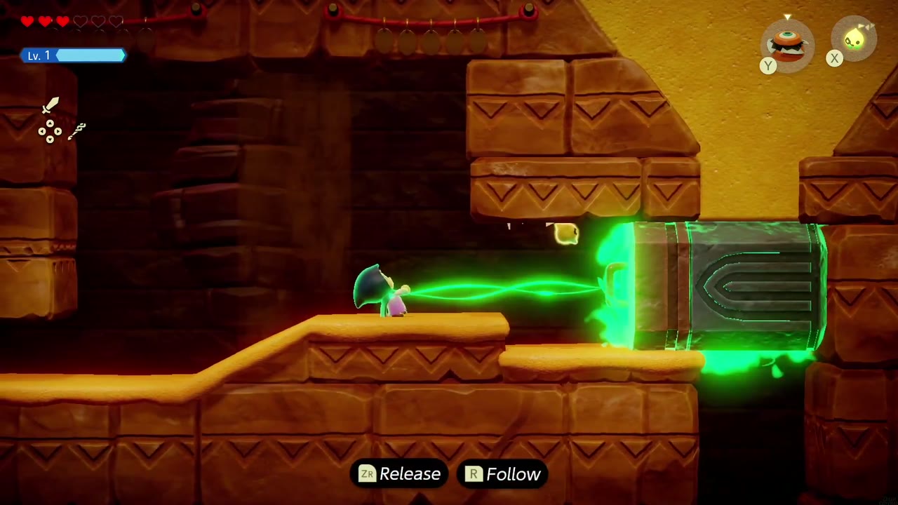 A Rift in the Gerudo Desert - The Legend of Zelda: Echoes of Wisdom Walkthrough 108 Zelda uses Bind to haul the giant sand plug out of the cave mouth