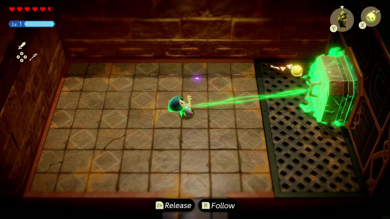 Gerudo Sanctum Dungeon - The Legend of Zelda: Echoes of Wisdom Walkthrough 126 Zelda Binds the giant wall plug and pulls it out to the left.