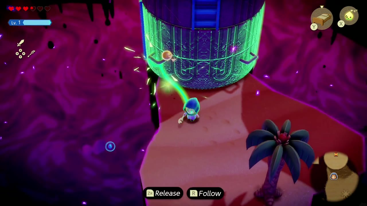 Gerudo Sanctum Dungeon - The Legend of Zelda: Echoes of Wisdom Walkthrough 67 Zelda Binds the lower section of the blue tower and pulls it around to line up the ladder.