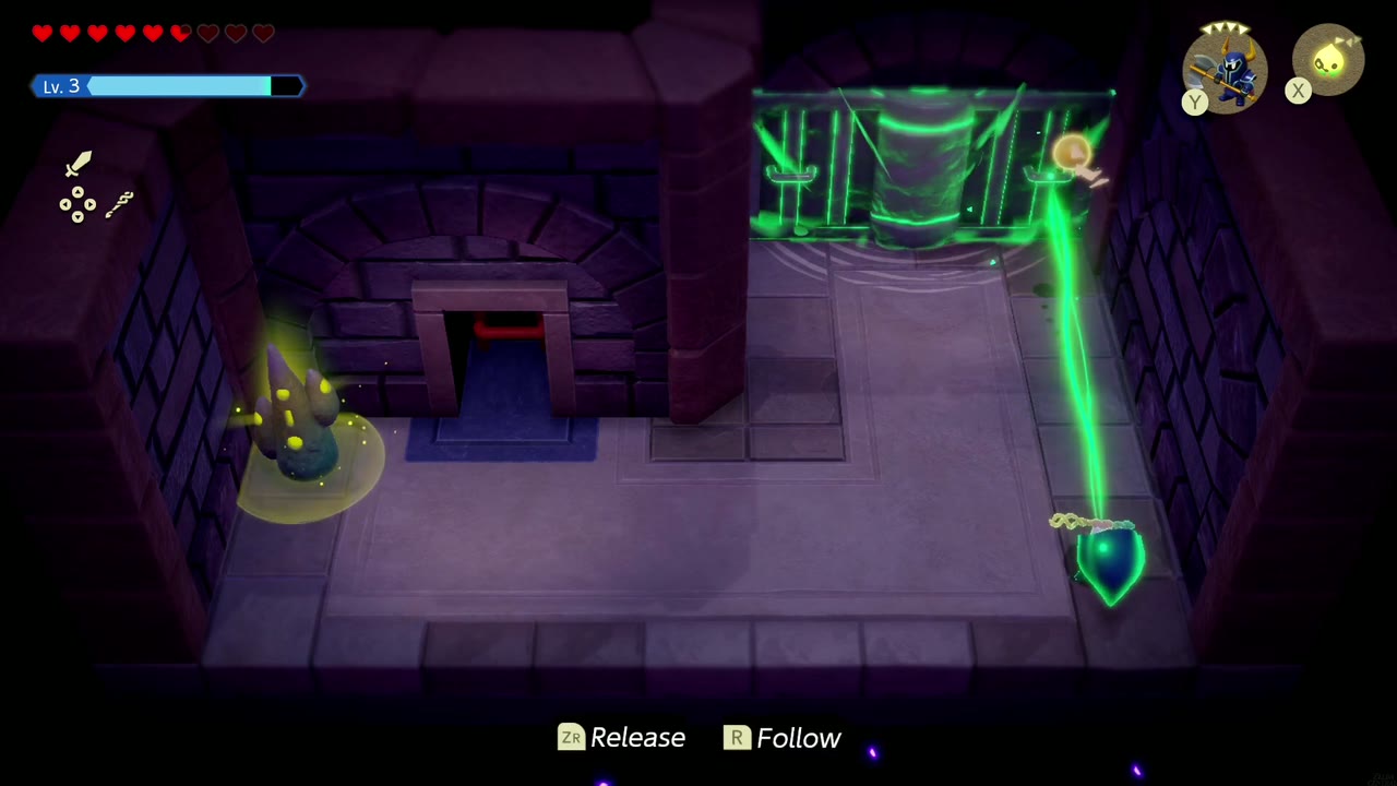Hyrule Castle: Still Missing - The Legend of Zelda: Echoes of Wisdom Walkthrough 44 Zelda Binds the stone block wedged in the B1 doorway to pull it out of the way.