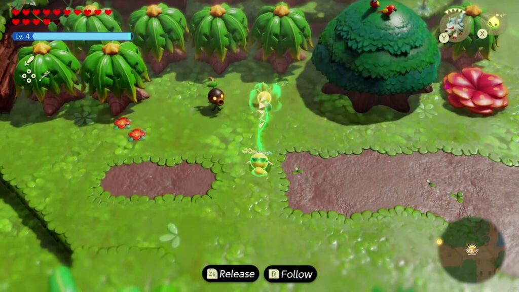 A Rift in the Faron Wetlands - The Legend of Zelda: Echoes of Wisdom Walkthrough 6 Zelda uses Bind to yank a burrowed Deku Scrub out of the ground beside the big round tree.