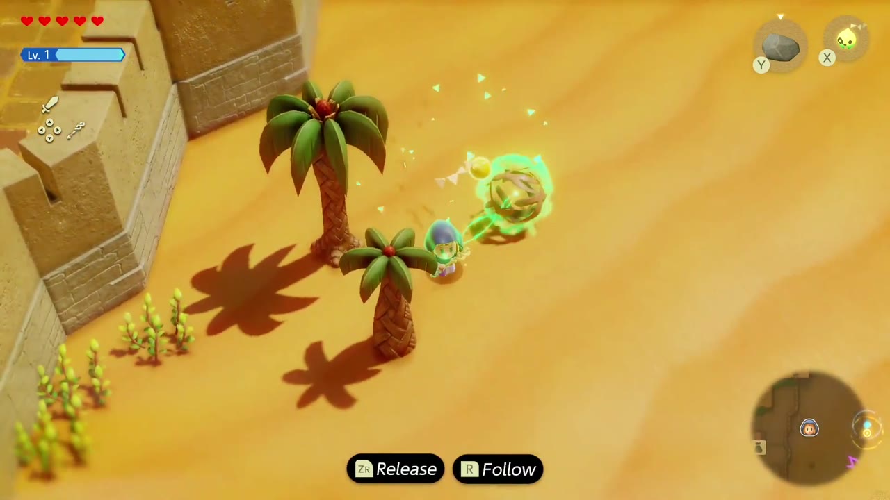 Zelda drags a tumbleweed across the desert with Bind toward Gerudo Town for Elusive Tumbleweeds. Zelda drags a tumbleweed across the desert with Bind toward Gerudo Town for Elusive Tumbleweeds.