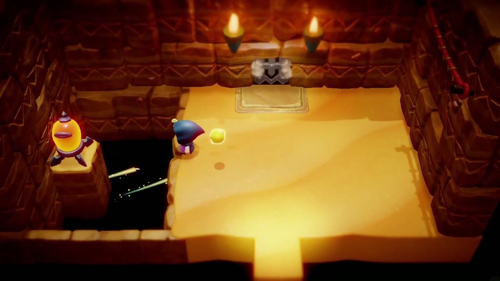 A Rift in the Gerudo Desert - The Legend of Zelda: Echoes of Wisdom Walkthrough 95 A Boomerang Boarblin echo hits the eye switch across the pit, turning it yellow and opening the north door.
