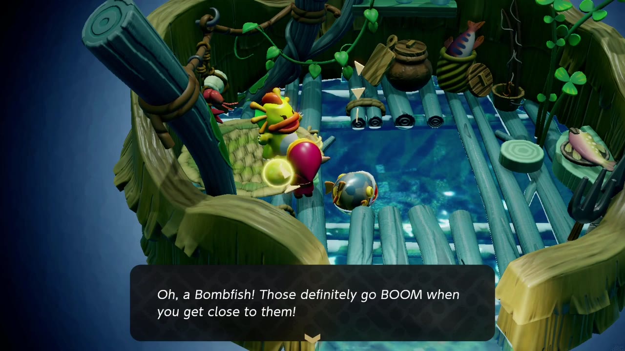 Das Zora Die Mutter freut sich über den Bombenfisch, den Zelda in ihren Teich beschwört. Das Zora Die Mutter freut sich über den Bombenfisch, den Zelda in ihren Teich beschwört.