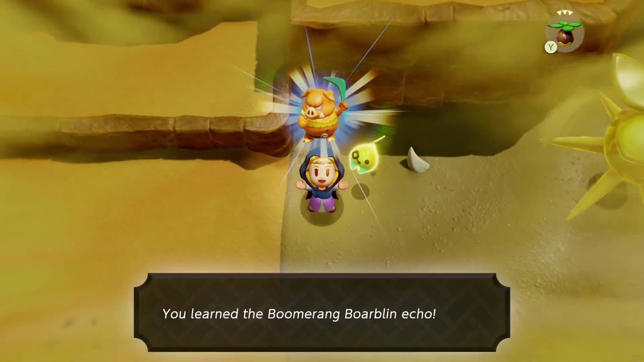 Zelda aprende o eco do Bumerangue Boarblin perto de um acampamento Boarblin em Gerudo Tempestade de areia no deserto Zelda aprende o eco do Bumerangue Boarblin perto de um acampamento Boarblin em Gerudo Tempestade de areia no deserto