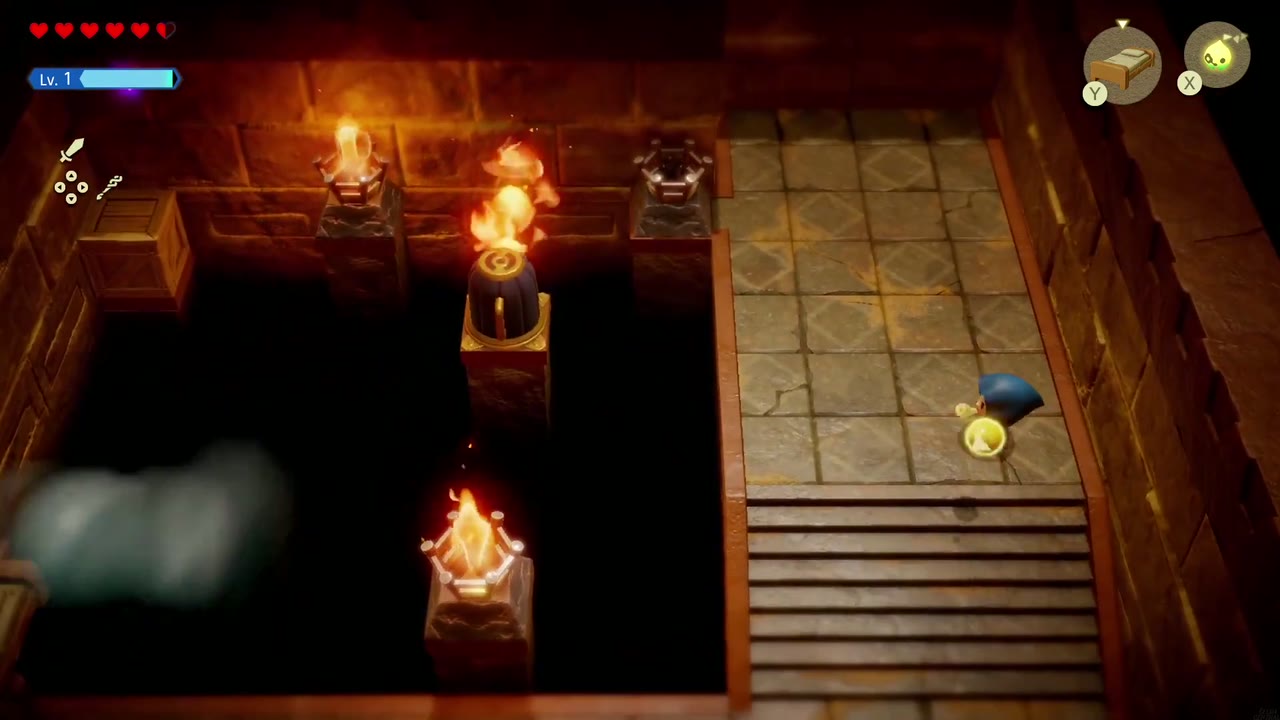 Gerudo Sanctum Dungeon - The Legend of Zelda: Echoes of Wisdom Walkthrough 114 Every brazier lit in the fire room, opening the nook in the back wall.