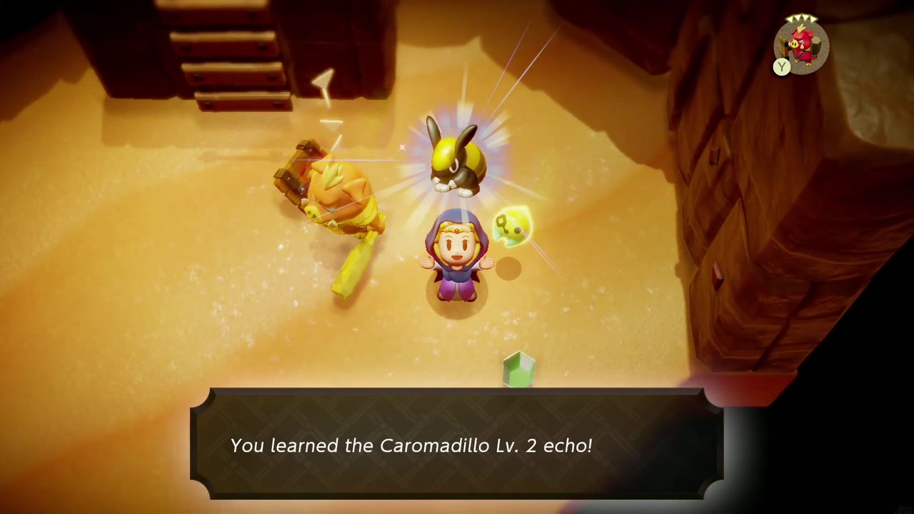 Zelda aprende o eco Caromadillo Nv. 2 em uma pequena caverna na extremidade leste de Gerudo Desert Zelda aprende o eco Caromadillo Nv. 2 em uma pequena caverna na extremidade leste de Gerudo Desert