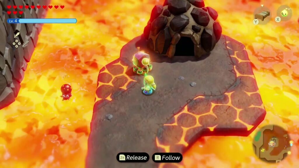 The Rift on Eldin Volcano - The Legend of Zelda: Echoes of Wisdom Walkthrough 100 Tri binds the burning coal so Zelda can carry it across the lava for The Flames of Fortune.