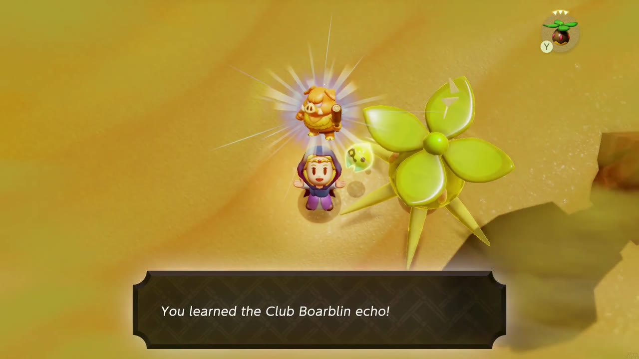 Zelda aprende o eco do Club Boarblin ao lado de um Peahat no Gerudo Tempestade de areia no deserto Zelda aprende o eco do Club Boarblin ao lado de um Peahat no Gerudo Tempestade de areia no deserto