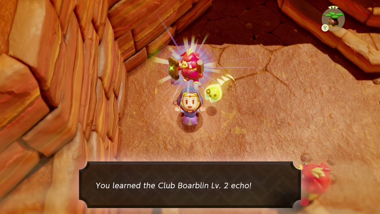 Zelda aprende o eco do Club Boarblin Nv. 2 no cânion de rocha vermelha de Gerudo Desert Zelda aprende o eco do Club Boarblin Nv. 2 no cânion de rocha vermelha de Gerudo Desert