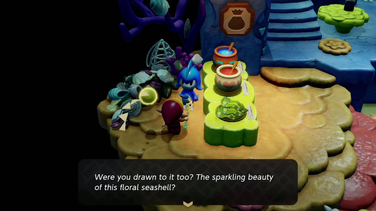 The collector asks if Zelda was drawn to the sparkling beauty of the floral seashell too. The collector asks if Zelda was drawn to the sparkling beauty of the floral seashell too.