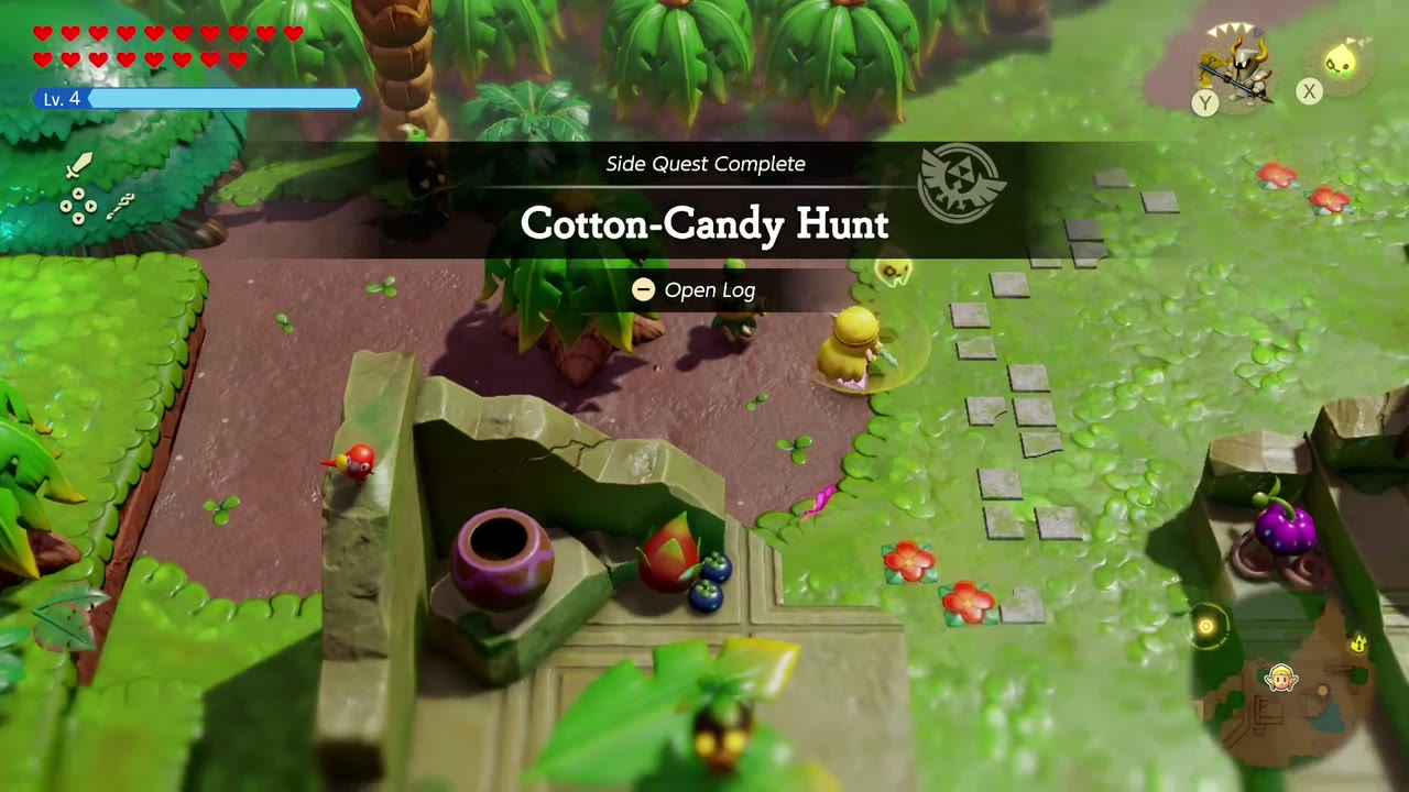 The Side Quest Complete banner for Cotton-Candy Hunt appears in Scrubton. The Side Quest Complete banner for Cotton-Candy Hunt appears in Scrubton.