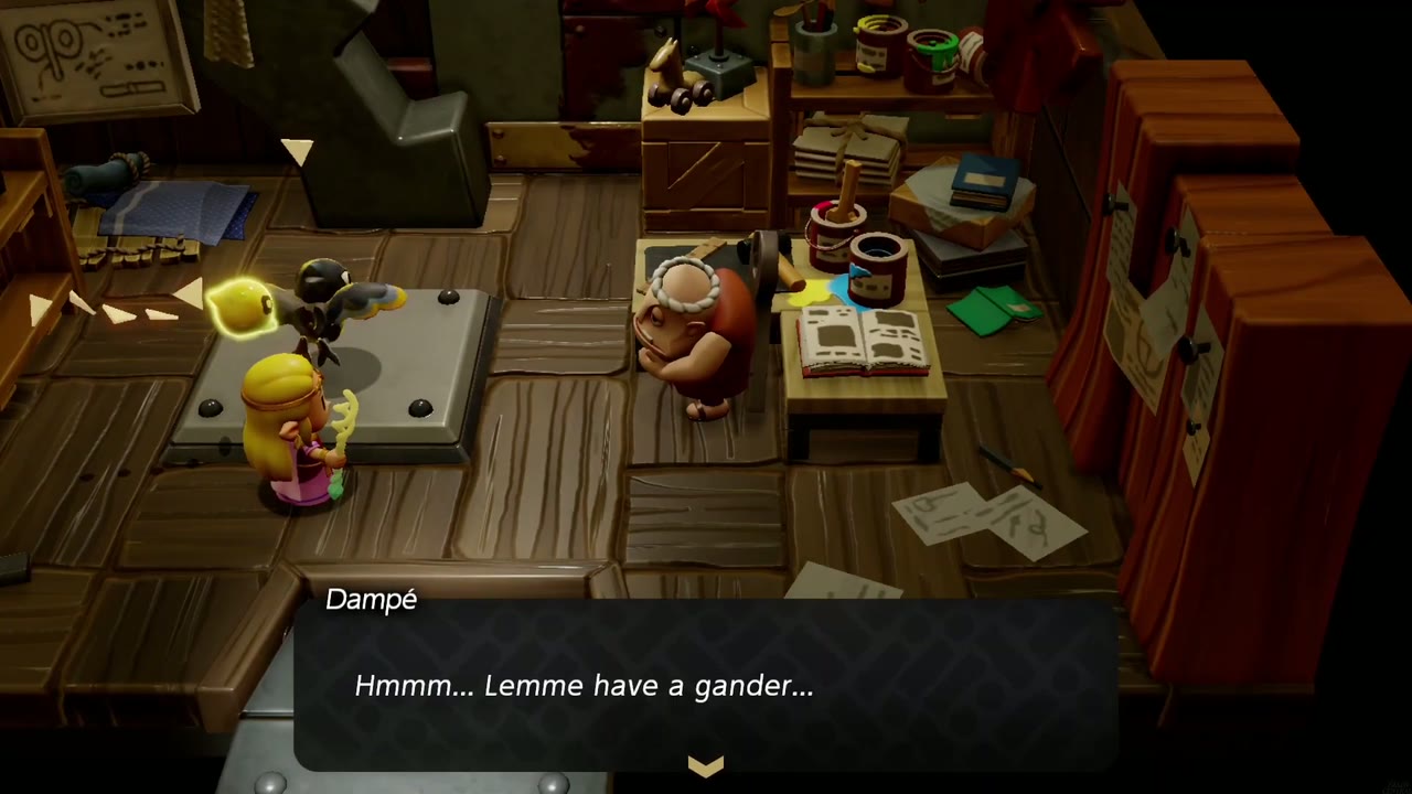 Get Rich Quick! - The Legend of Zelda: Echoes of Wisdom Walkthrough 5 A Crow echo sits on Dampé's pedestal while he takes a look.