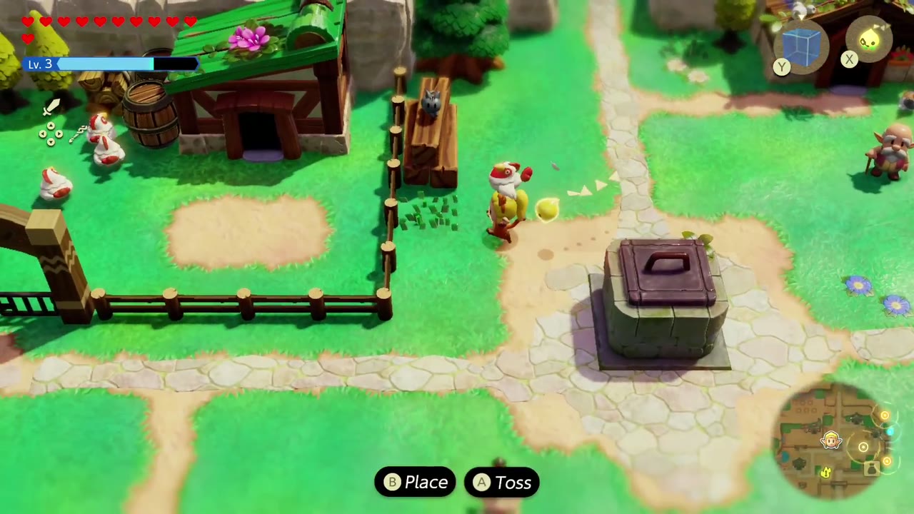 Cuccos on the Loose - The Legend of Zelda: Echoes of Wisdom Walkthrough 8 Zelda heads back toward the pen with another cucco held overhead.