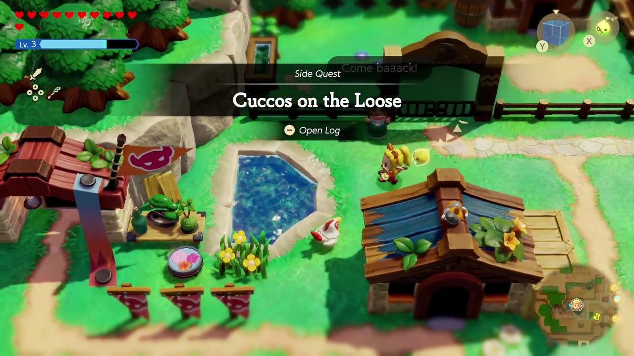 Cuccos on the Loose - The Legend of Zelda: Echoes of Wisdom Walkthrough 4 The Side Quest banner for Cuccos on the Loose appears beside the Kakariko cucco pen.