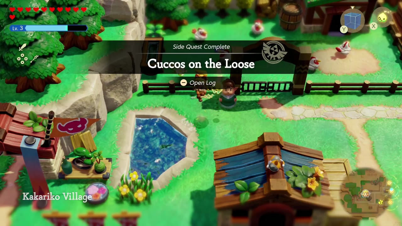 Cuccos on the Loose - The Legend of Zelda: Echoes of Wisdom Walkthrough 16 The Side Quest Complete banner for Cuccos on the Loose in Kakariko Village.