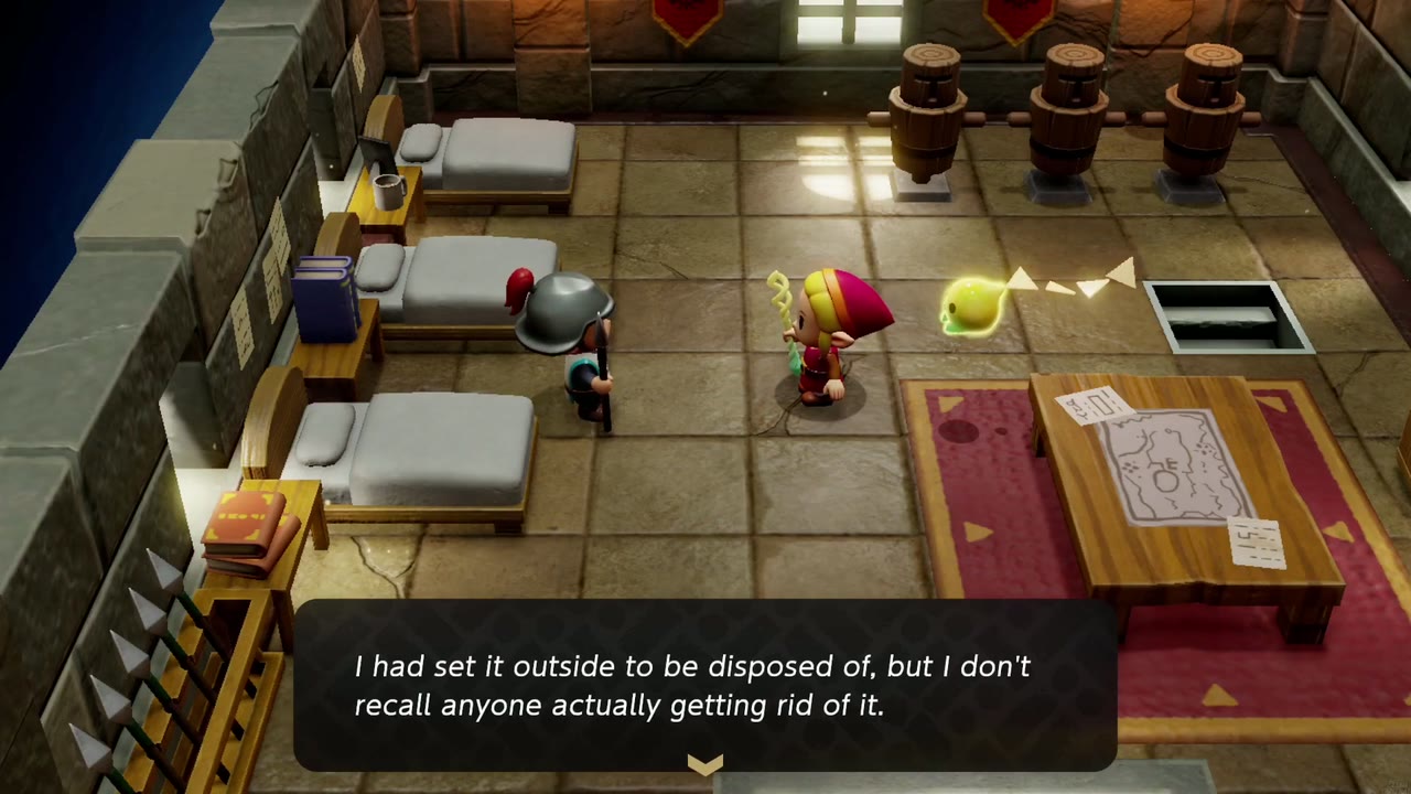 One Soldier Too Many - The Legend of Zelda: Echoes of Wisdom Walkthrough 12 The Barracks soldier says he set damaged equipment outside for disposal, but no one got rid of it.