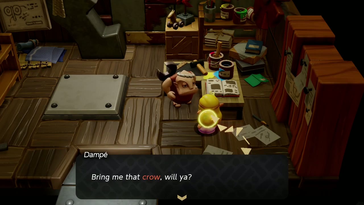 Get Rich Quick! - The Legend of Zelda: Echoes of Wisdom Walkthrough 2 Dampé asks Zelda to bring him that crow.