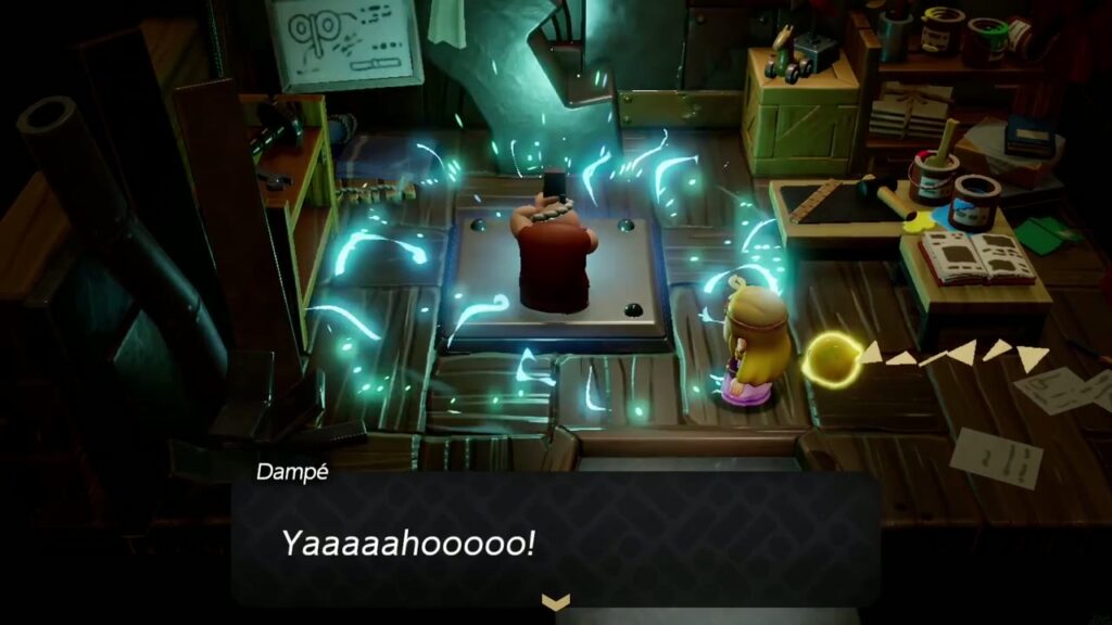 Automatons 18 Dampé shouts "Yaaaahooooo!" as sparks fly while he builds the Techtite on his workbench