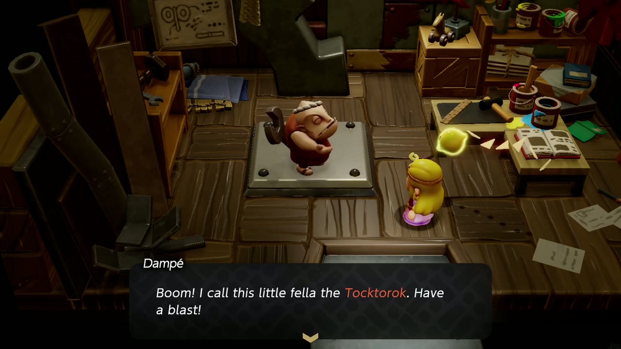 Explosions Galore! - The Legend of Zelda: Echoes of Wisdom Walkthrough 15 Dampé names his new firework automaton the Tocktorok.