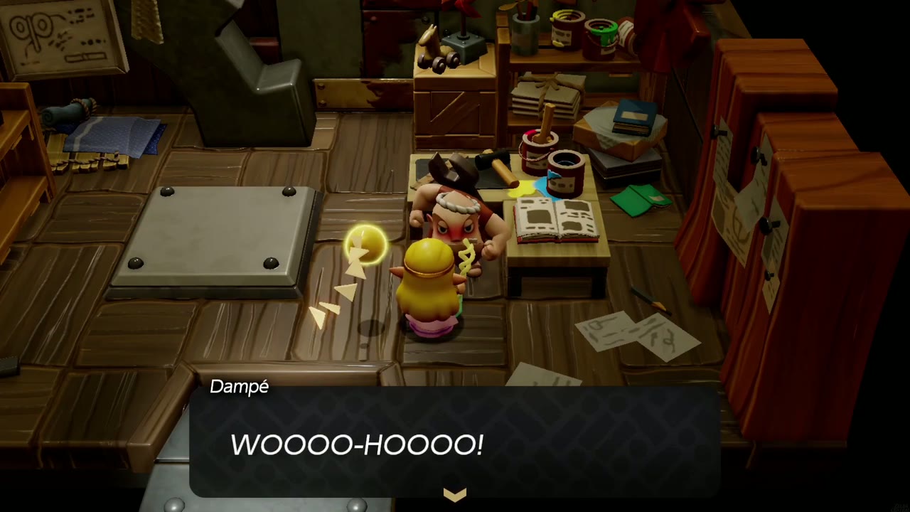 Get Rich Quick! - The Legend of Zelda: Echoes of Wisdom Walkthrough 19 Dampé shouts WOOOO-HOOOO! after taking the golden fan.