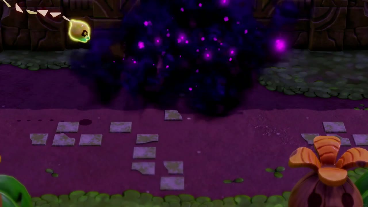 The Eternal Forest - The Legend of Zelda: Echoes of Wisdom Walkthrough 4 A dark rift cloud swallows the path in front of Faron Temple as Tri flies clear.