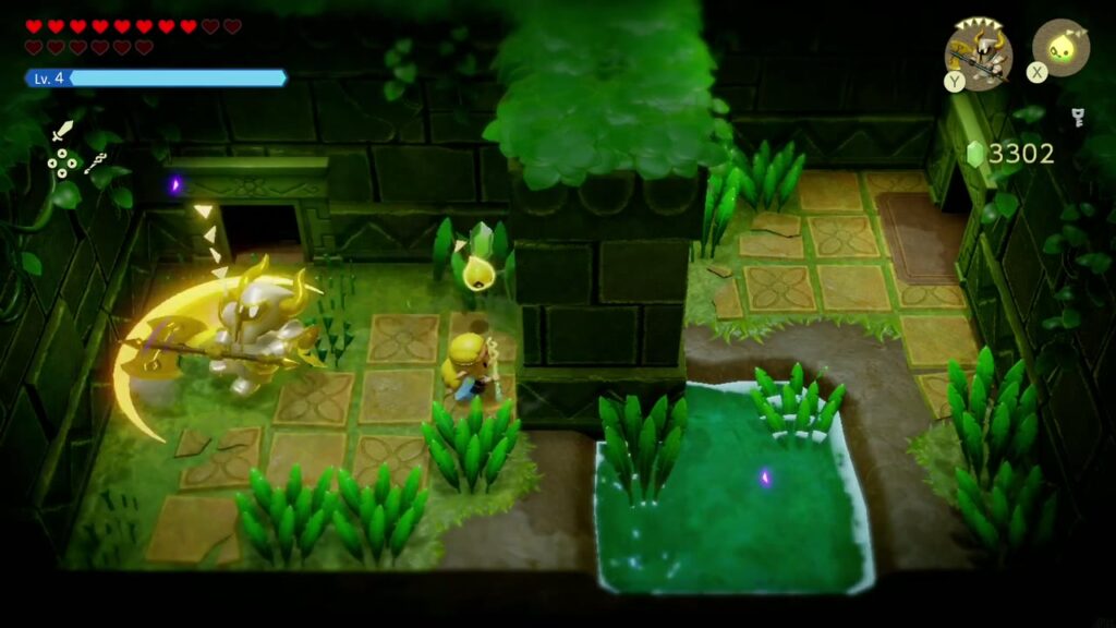 Faron Temple Dungeon - The Legend of Zelda: Echoes of Wisdom Walkthrough 10 Zelda's Darknut echo swings its halberd in the grassy pool room past the first small key.