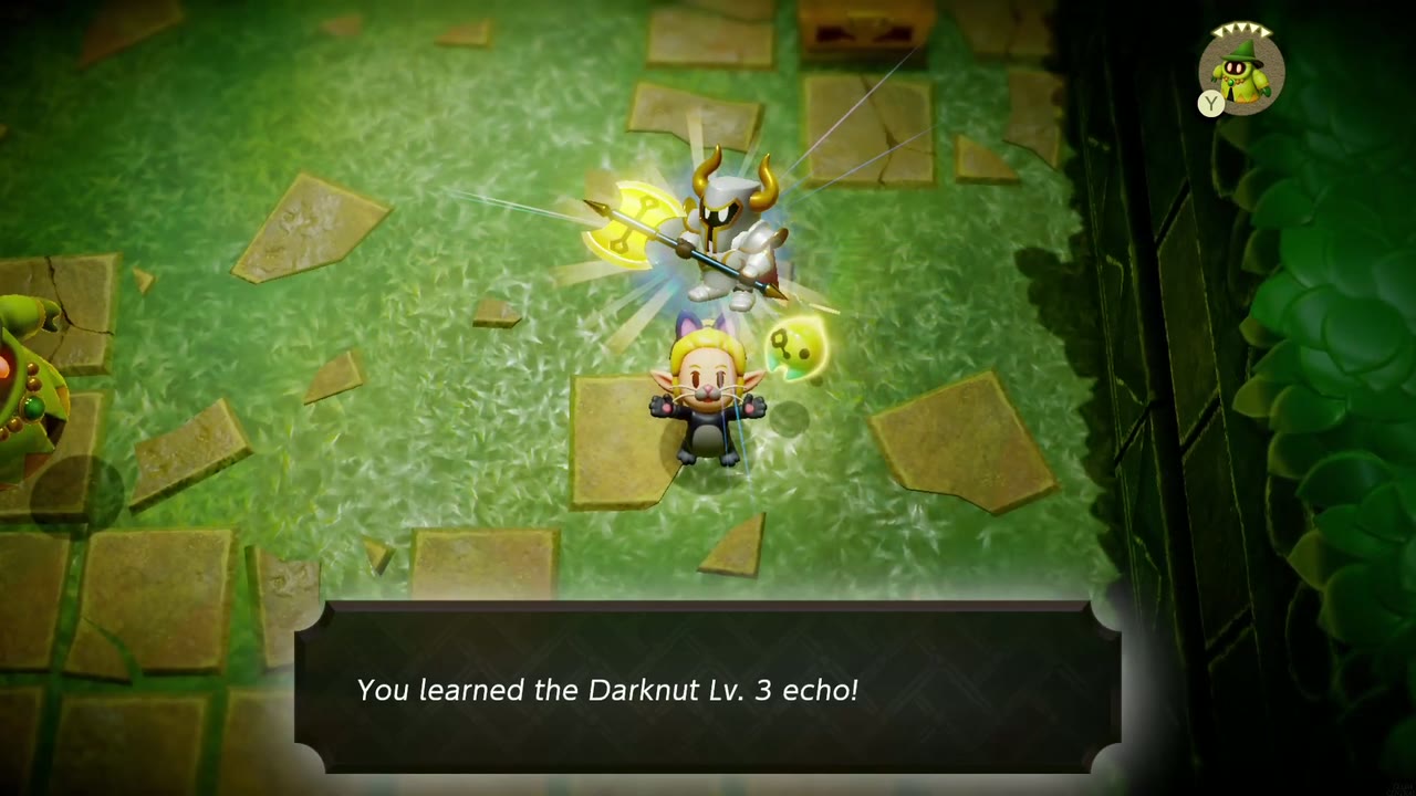 Zelda aprende o eco Darknut Nv. 3 após derrotar um Darknut nas ruínas do leste dos Pântanos de Faron. Zelda aprende o eco Darknut Nv. 3 após derrotar um Darknut nas ruínas do leste dos Pântanos de Faron.