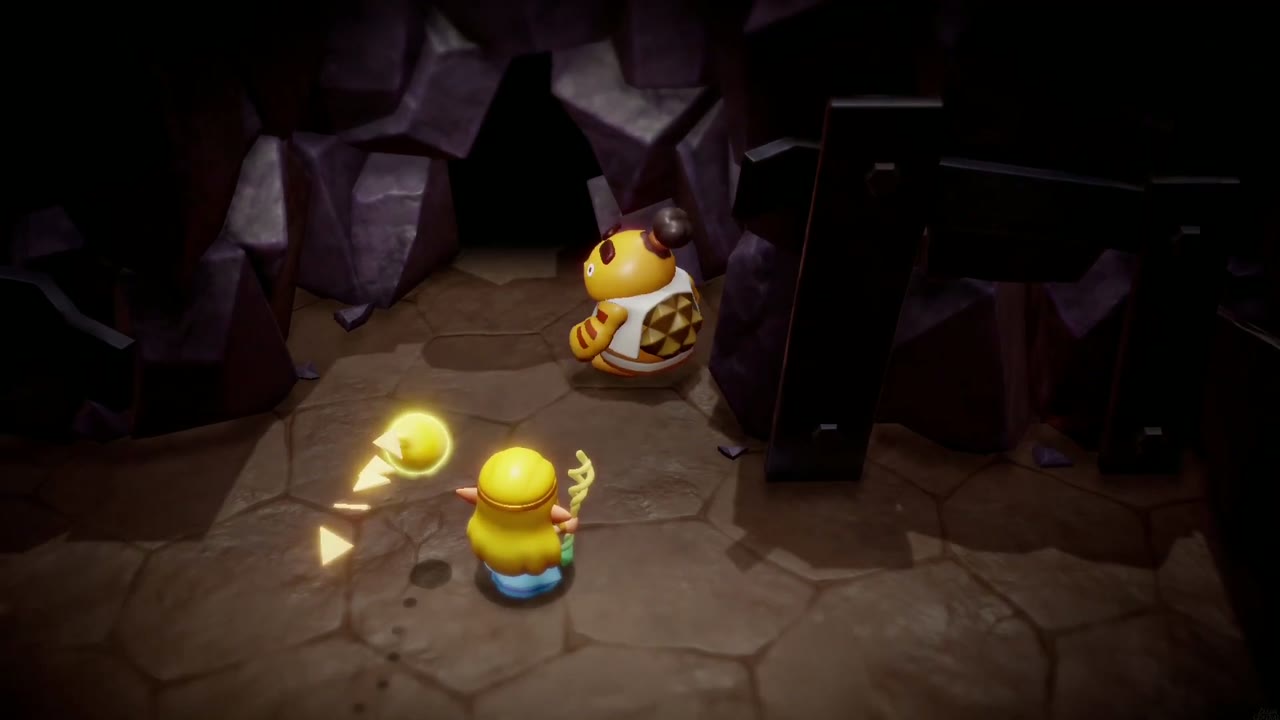 A Mountainous Mystery - The Legend of Zelda: Echoes of Wisdom Walkthrough 3 Zelda walks into the dark Summit Cave, where Darston is standing.