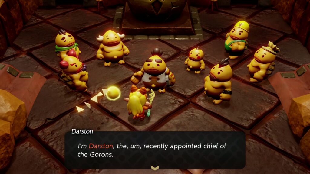 The Rift on Eldin Volcano - The Legend of Zelda: Echoes of Wisdom Walkthrough 36 Chief Darston introduces himself as the recently appointed chief of the Gorons.