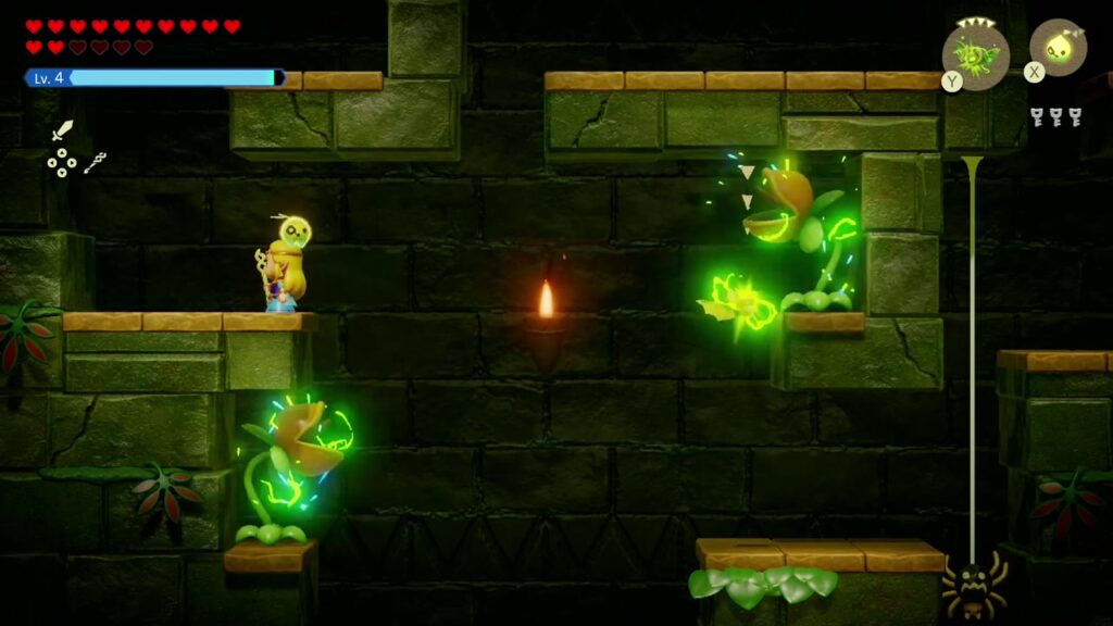 Faron Temple Dungeon - The Legend of Zelda: Echoes of Wisdom Walkthrough 41 Electric echoes shock the Deku Babas lining the side-view shaft in Faron Temple.