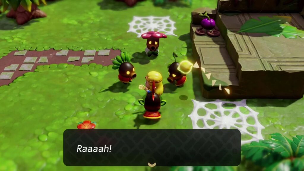 A Rift in the Faron Wetlands - The Legend of Zelda: Echoes of Wisdom Walkthrough 30 The Deku Scrubs grab Zelda with a "Raaaah!" to haul her off to the clink in Scrubton.