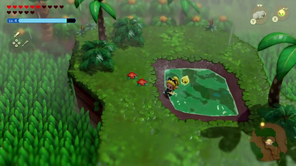 A Rift in the Faron Wetlands - The Legend of Zelda: Echoes of Wisdom Walkthrough 58 Zelda wades into the small diamond-shaped pond north of Heart Lake that leads down into an underwater cave.