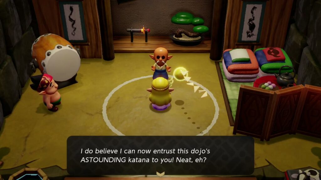 Automatons 47 Dojo master: "I do believe I can now entrust this dojo's ASTOUNDING katana to you! Neat, eh?"